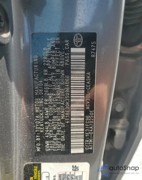 2005 Toyota Camry Le from USA, damaged, VIN 4T1BE30K35U964066